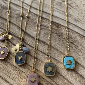 Gargantilla Acero y Piedra Natural